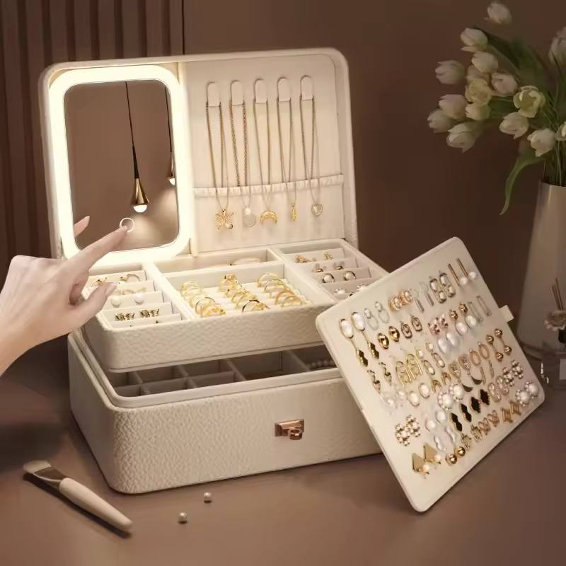 Multi-layer Large Capacity Jewellery Box With LED Mirror