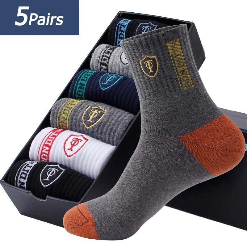5 Pair Apring and Fall Mens Sports Socks