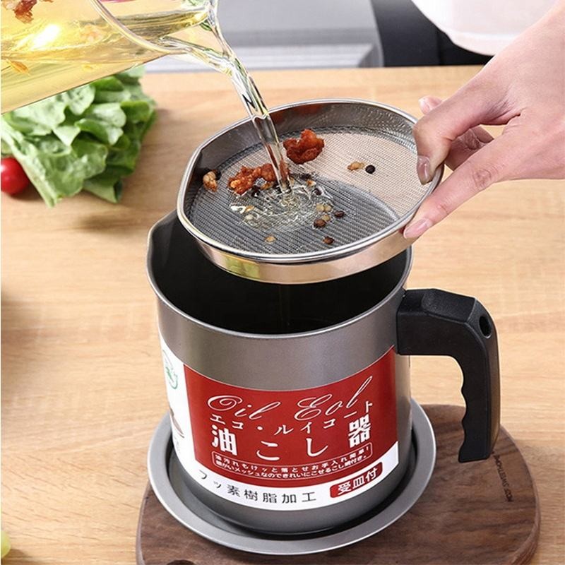 Stainless Steel Kitchen Oil Storage Container Oil Filter Pot