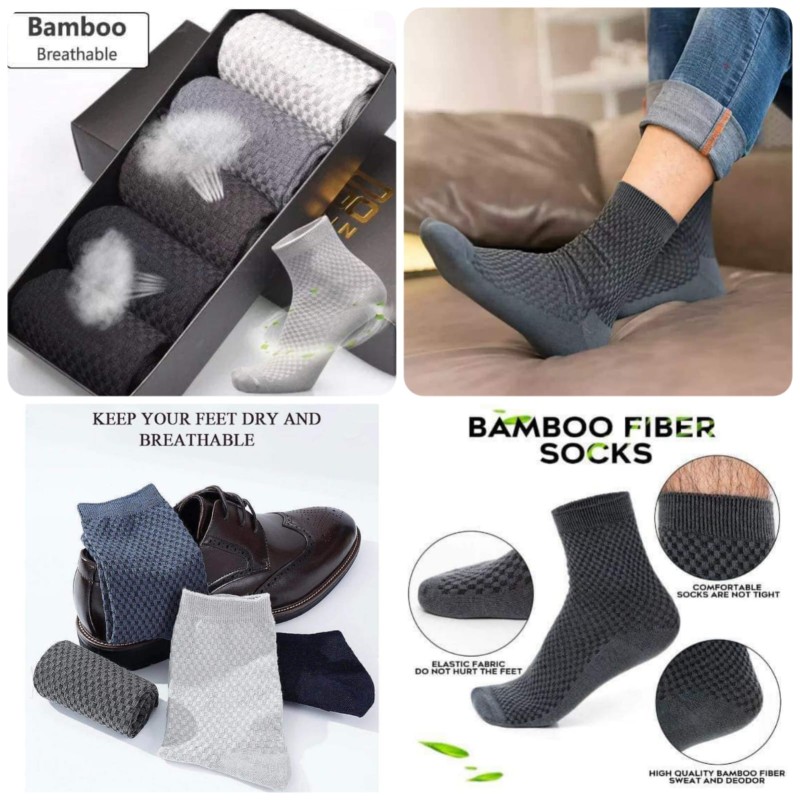 5 Pair Set Fashion Comfortable Men Long Tube Bamboo Fiber Socks