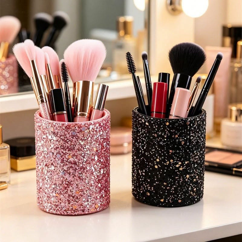 Sparkling Rhinestone Glitter Makeup Brush Holder
