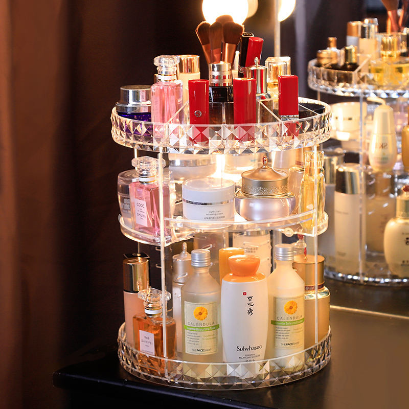 360 Degree Rotating Cosmetic Storage Box Makeup Organizer