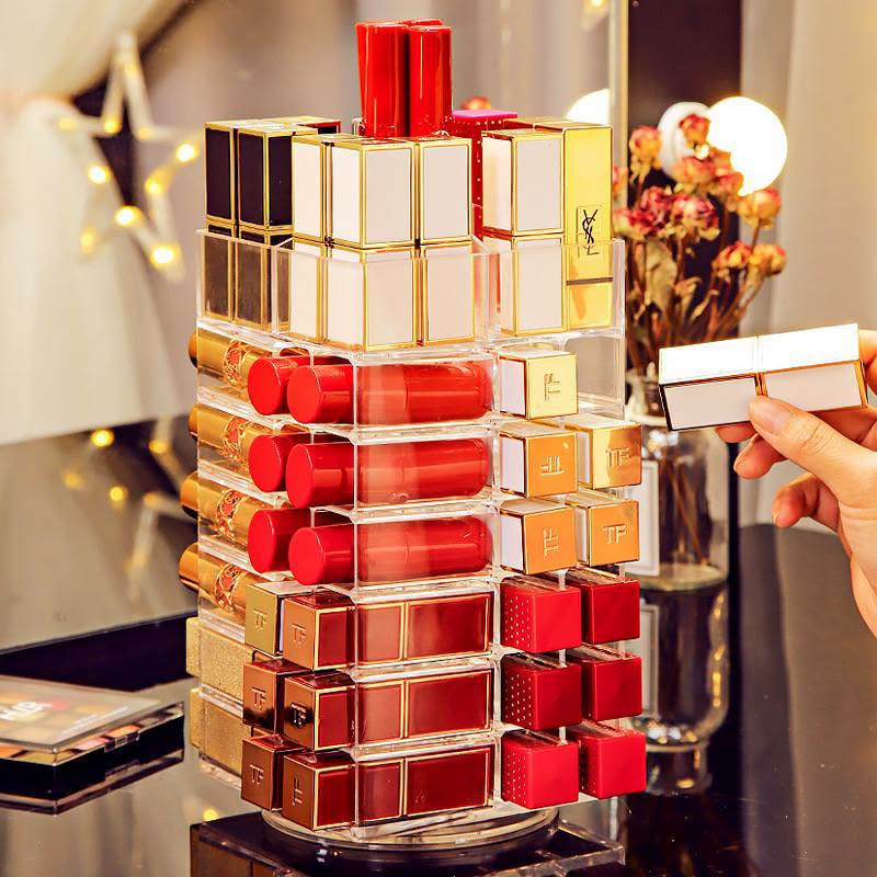 360° Rotating Acrylic Lipstick Tower Organiser