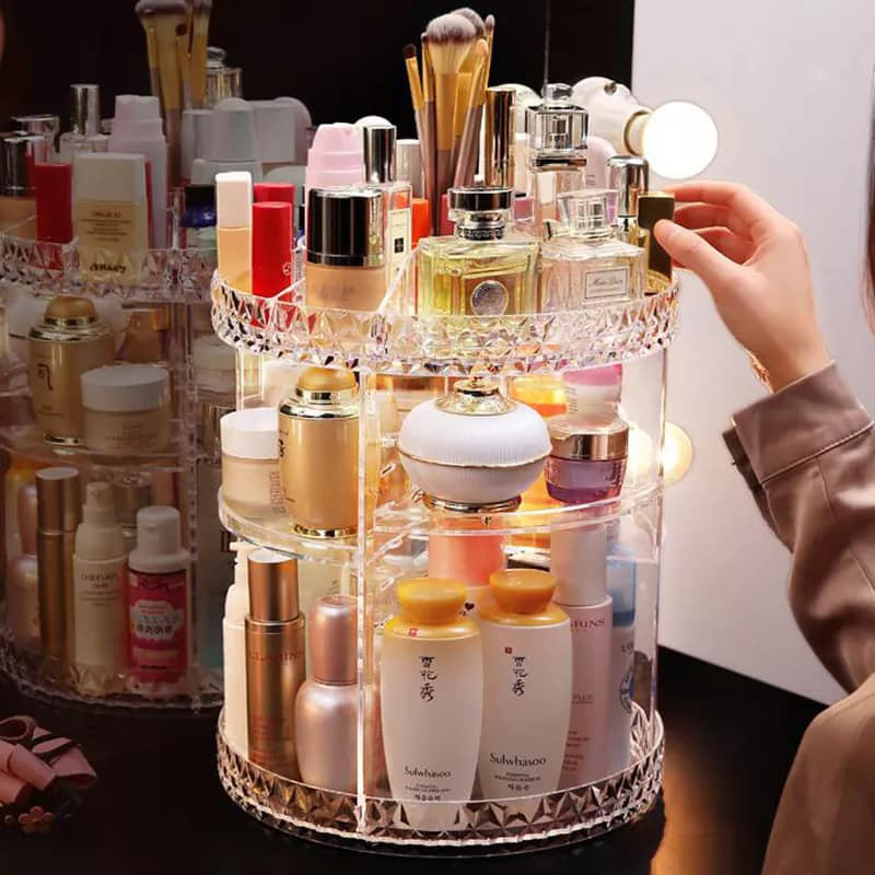 360 Degree Rotating Cosmetic Storage Box Makeup Organizer