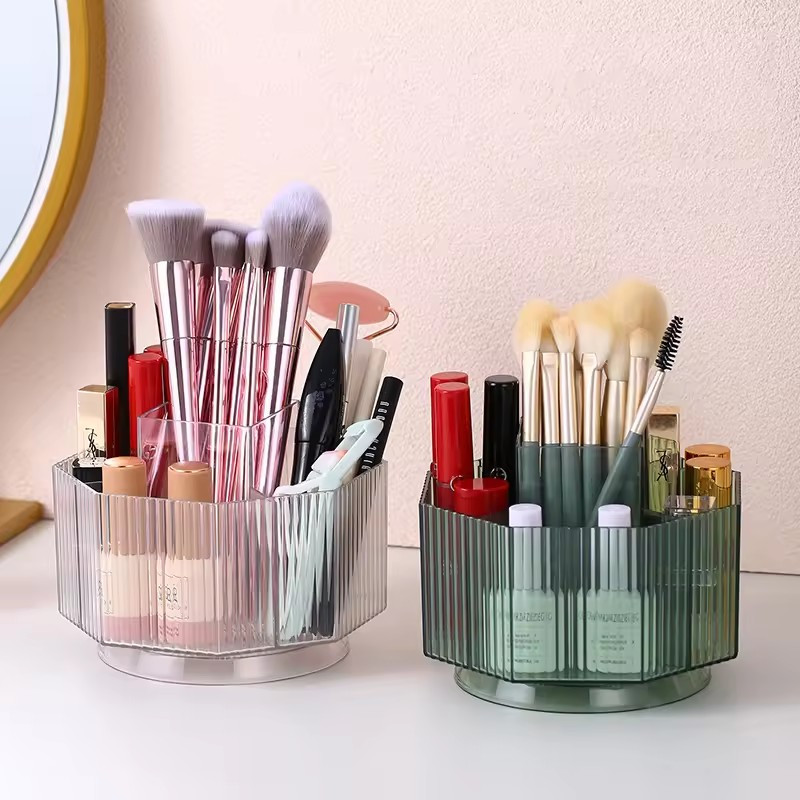 360° Rotating Acrylic Cosmetic Brushes Organizer