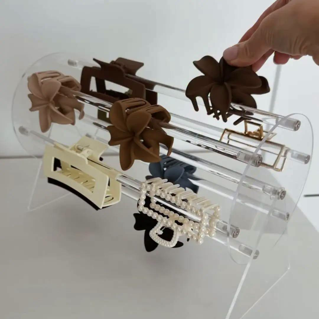 360° Rotating Acrylic Headband Holder/Claw clip Organizer
